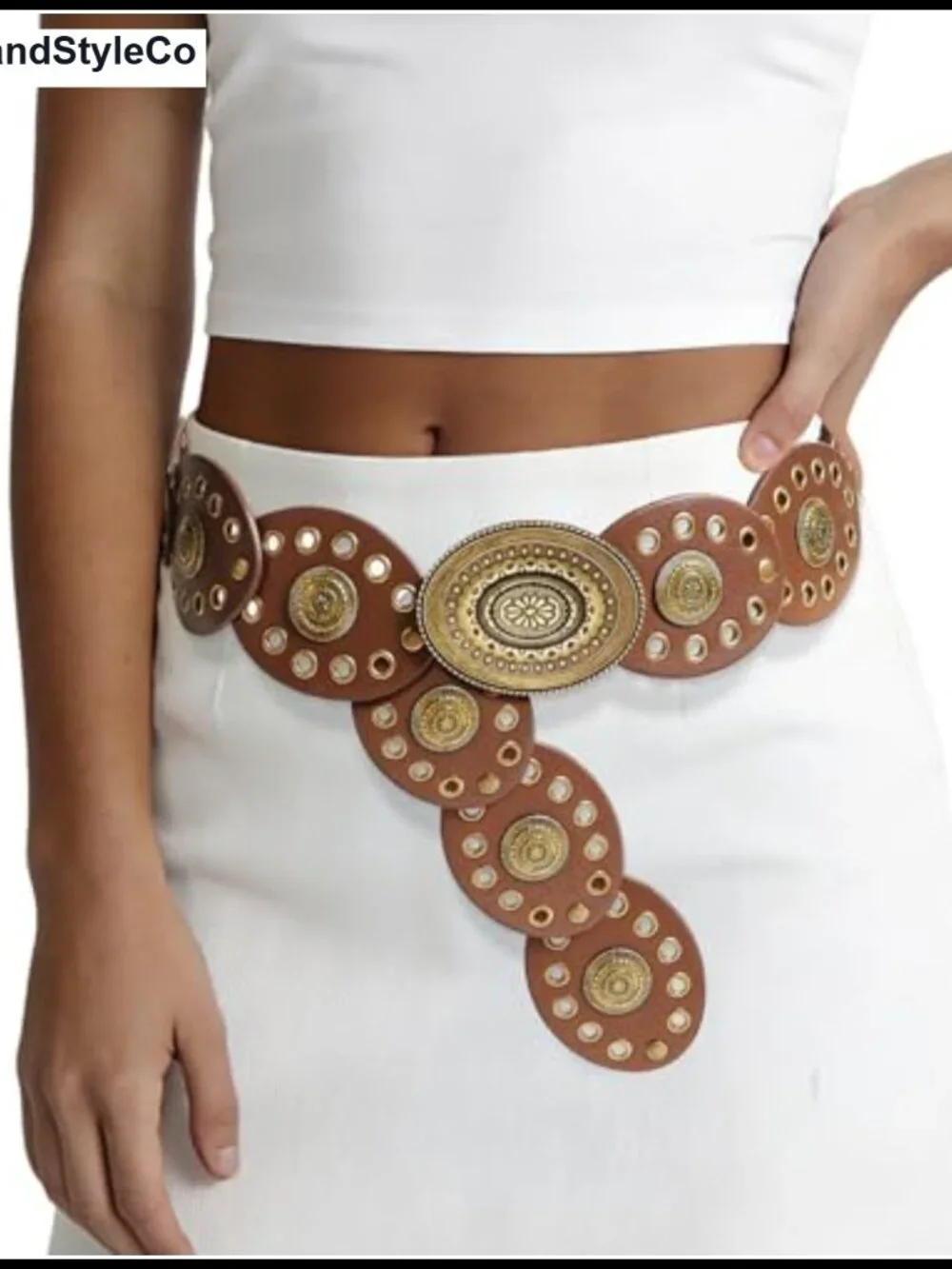 Women's Western Concho Chain Belt with Lobster Claw Clasp